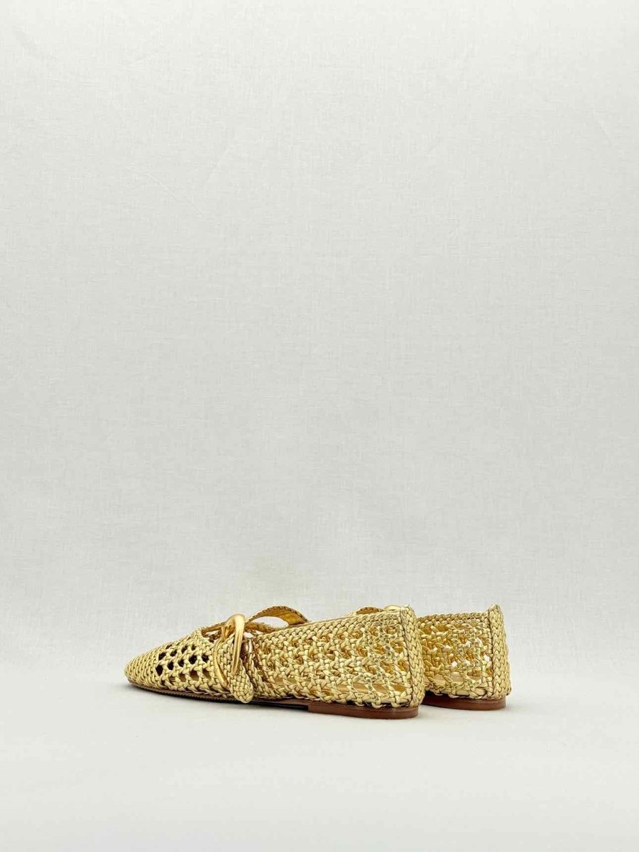Pre - loved LARROUDE Gold Lattice Size EU 39 Flat Shoes at Reems Closet