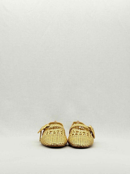Pre - loved LARROUDE Gold Lattice Size EU 39 Flat Shoes at Reems Closet