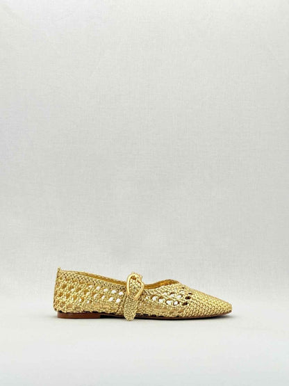 Pre - loved LARROUDE Gold Lattice Size EU 39 Flat Shoes at Reems Closet