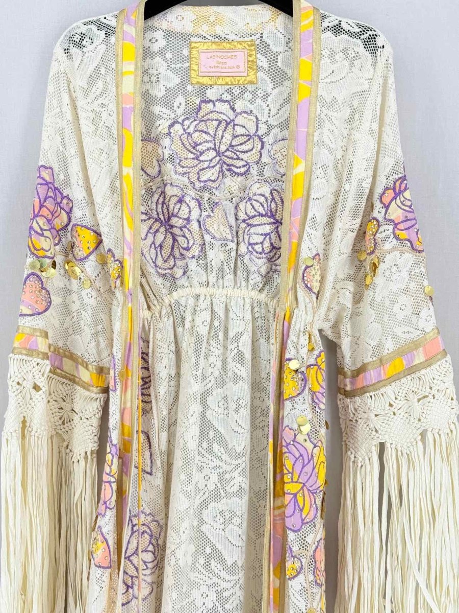 Pre - loved LAS NOCHES IBIZA Beige Multicolor Size Small Coverup at Reems Closet