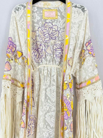 Pre - loved LAS NOCHES IBIZA Beige Multicolor Size Small Coverup at Reems Closet