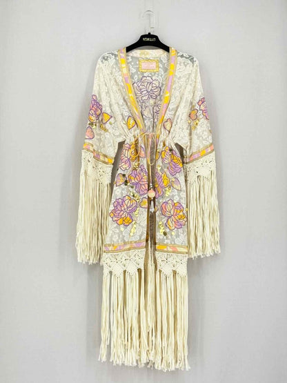 Pre - loved LAS NOCHES IBIZA Beige Multicolor Size Small Coverup at Reems Closet