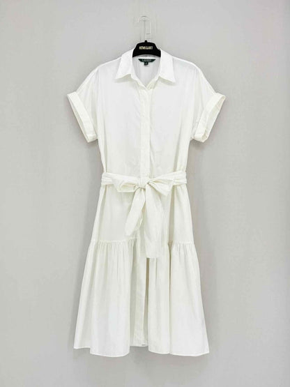 Pre - loved LAUREN BY RALPH LAUREN White Size US 8 Midi Dress at Reems Closet