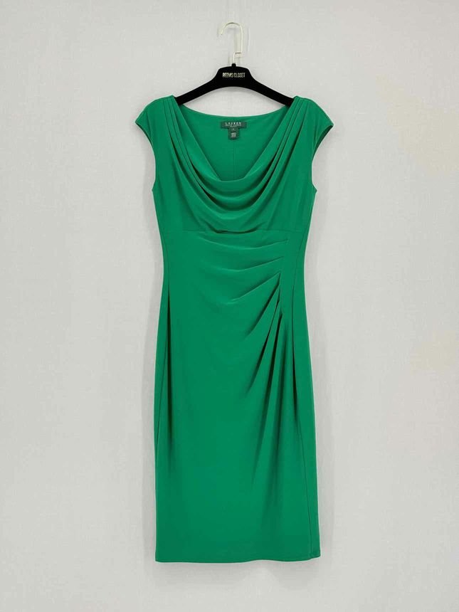 Pre - loved LAUREN RALPH LAUREN Green Size US 4 Knee Length Dress at Reems Closet