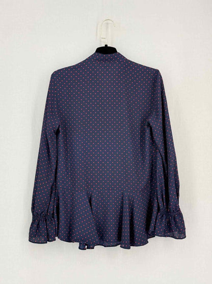 Pre-loved LAUREN RALPH LAUREN Navy Blue w/ Red Size XSmall Blouse at Reems Closet