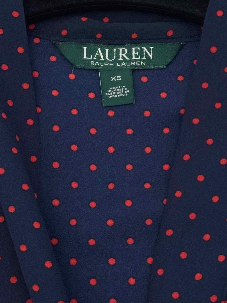 Pre-loved LAUREN RALPH LAUREN Navy Blue w/ Red Size XSmall Blouse at Reems Closet