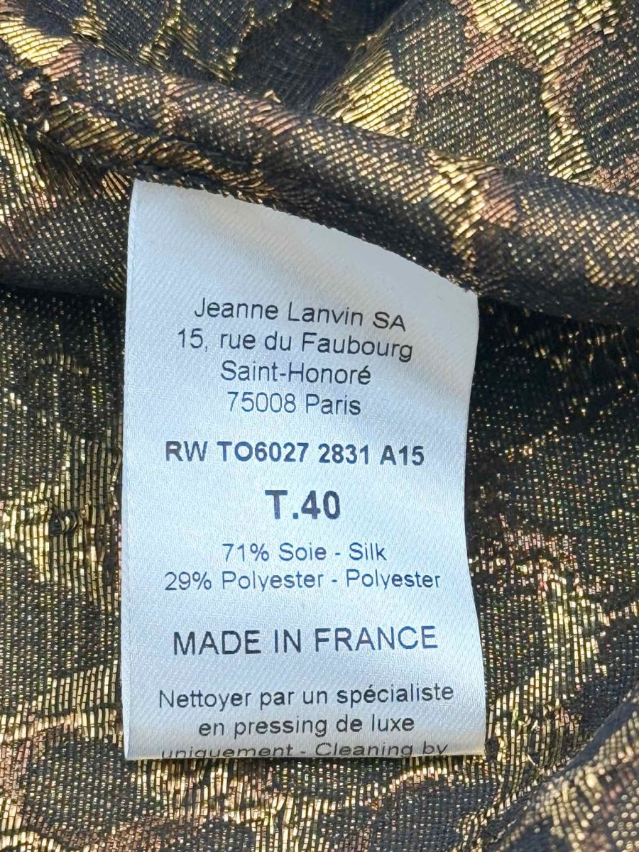 Pre - loved LAVIN One Shoulder Metallic Gold Floral Size US 10 Top at Reems Closet