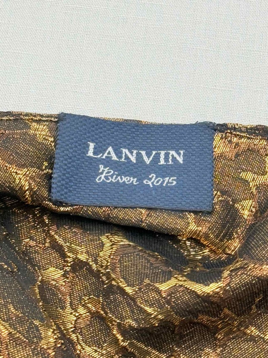 Pre - loved LAVIN One Shoulder Metallic Gold Floral Size US 10 Top at Reems Closet