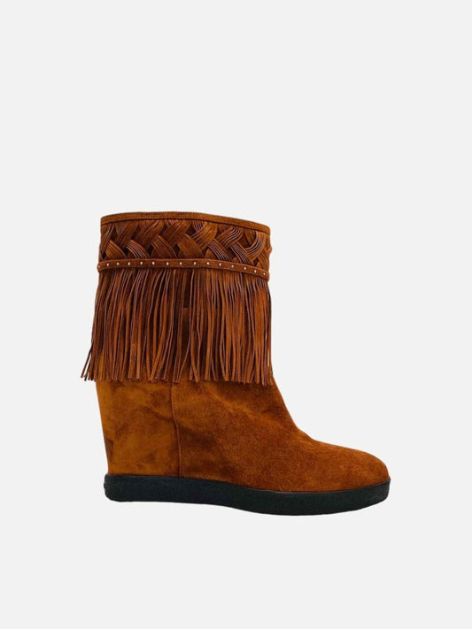 Pre - loved LE SILLA Brown Fringe Ankle Boots at Reems Closet