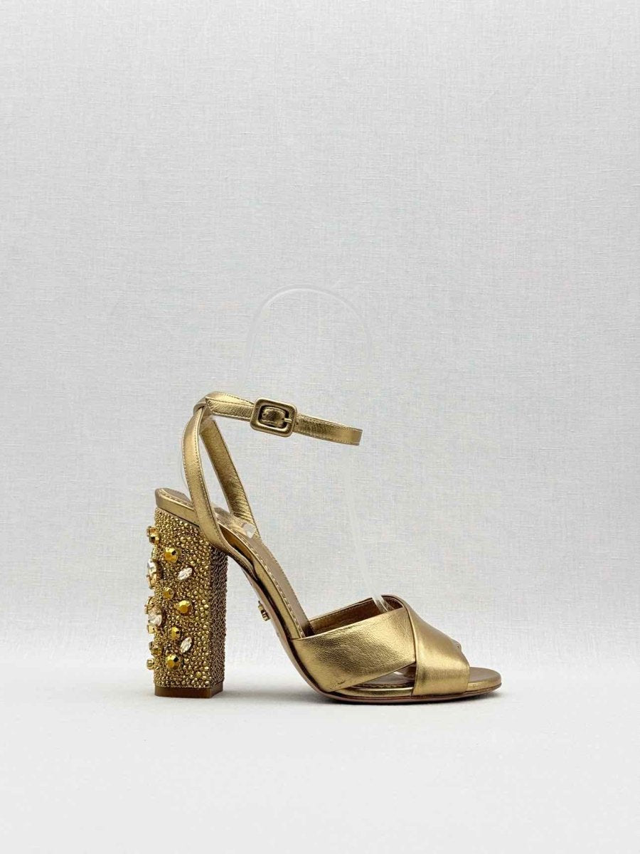Pre - loved LE SILLA Metallic Bronze Size EU 38 Heeled Sandals at Reems Closet