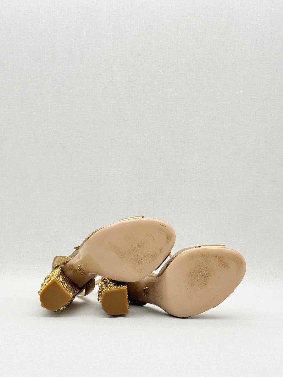 Pre - loved LE SILLA Metallic Bronze Size EU 38 Heeled Sandals at Reems Closet