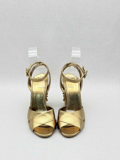 Pre - loved LE SILLA Metallic Bronze Size EU 38 Heeled Sandals at Reems Closet