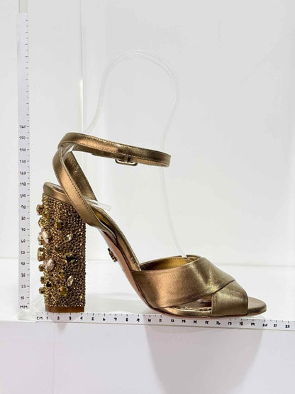 Pre - loved LE SILLA Metallic Bronze Size EU 38 Heeled Sandals at Reems Closet