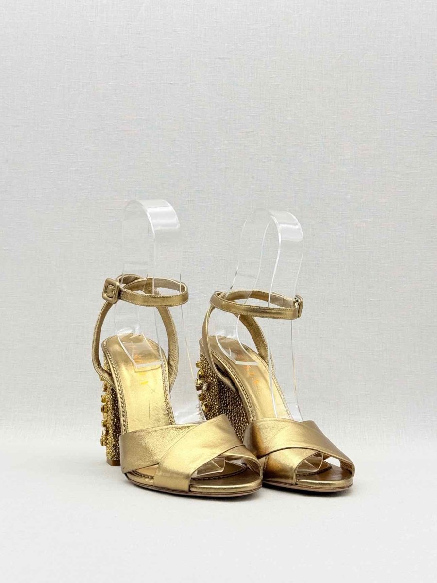 Pre - loved LE SILLA Metallic Bronze Size EU 38 Heeled Sandals at Reems Closet