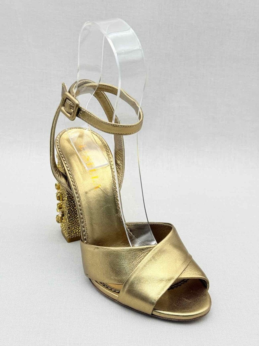 Pre - loved LE SILLA Metallic Bronze Size EU 38 Heeled Sandals at Reems Closet