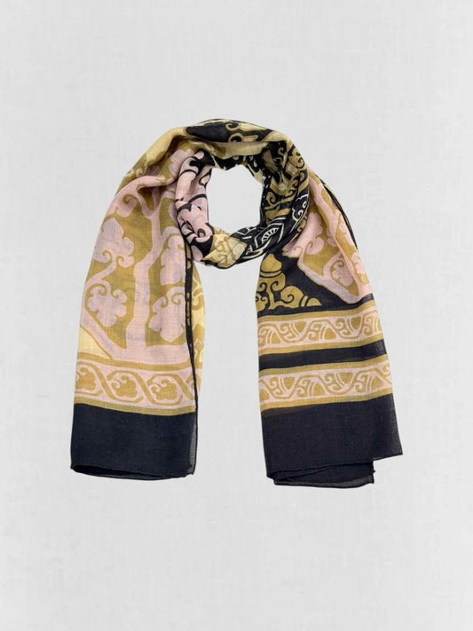 Pre - loved LEONARD Beige Multicolor Floral Print Scarf at Reems Closet