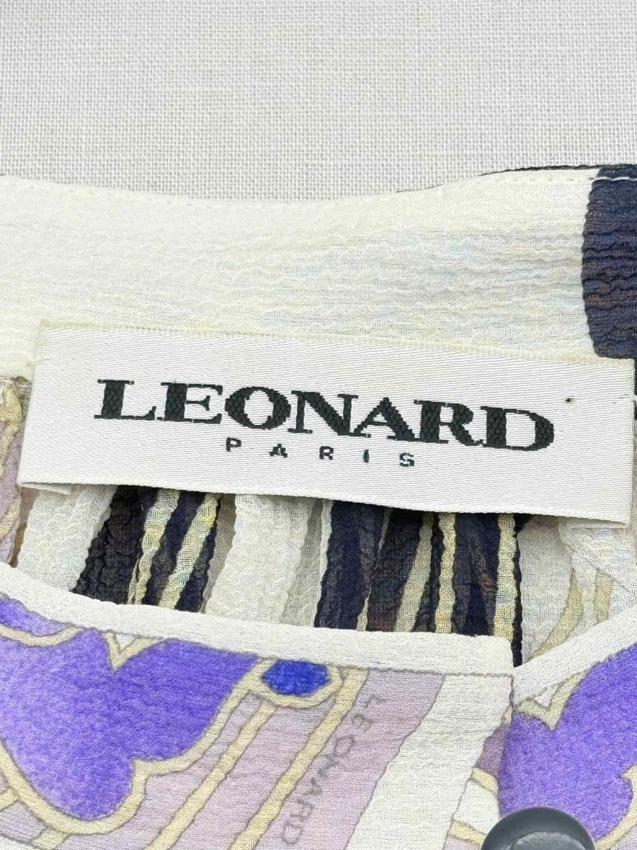 Pre - loved LEONARD Beige w/ Purple & Blue Size US 8 Blouse at Reems Closet