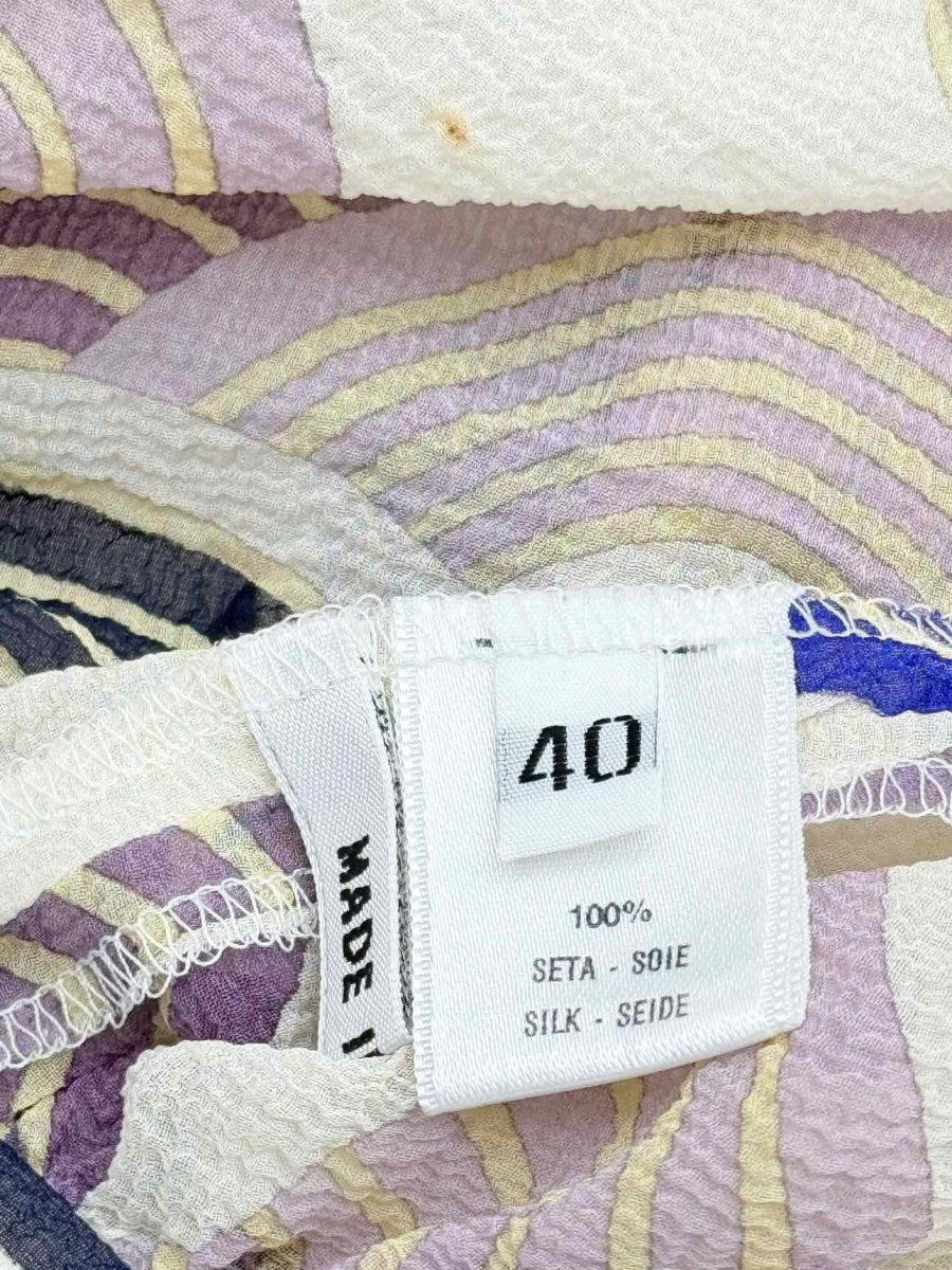 Pre - loved LEONARD Beige w/ Purple & Blue Size US 8 Blouse at Reems Closet