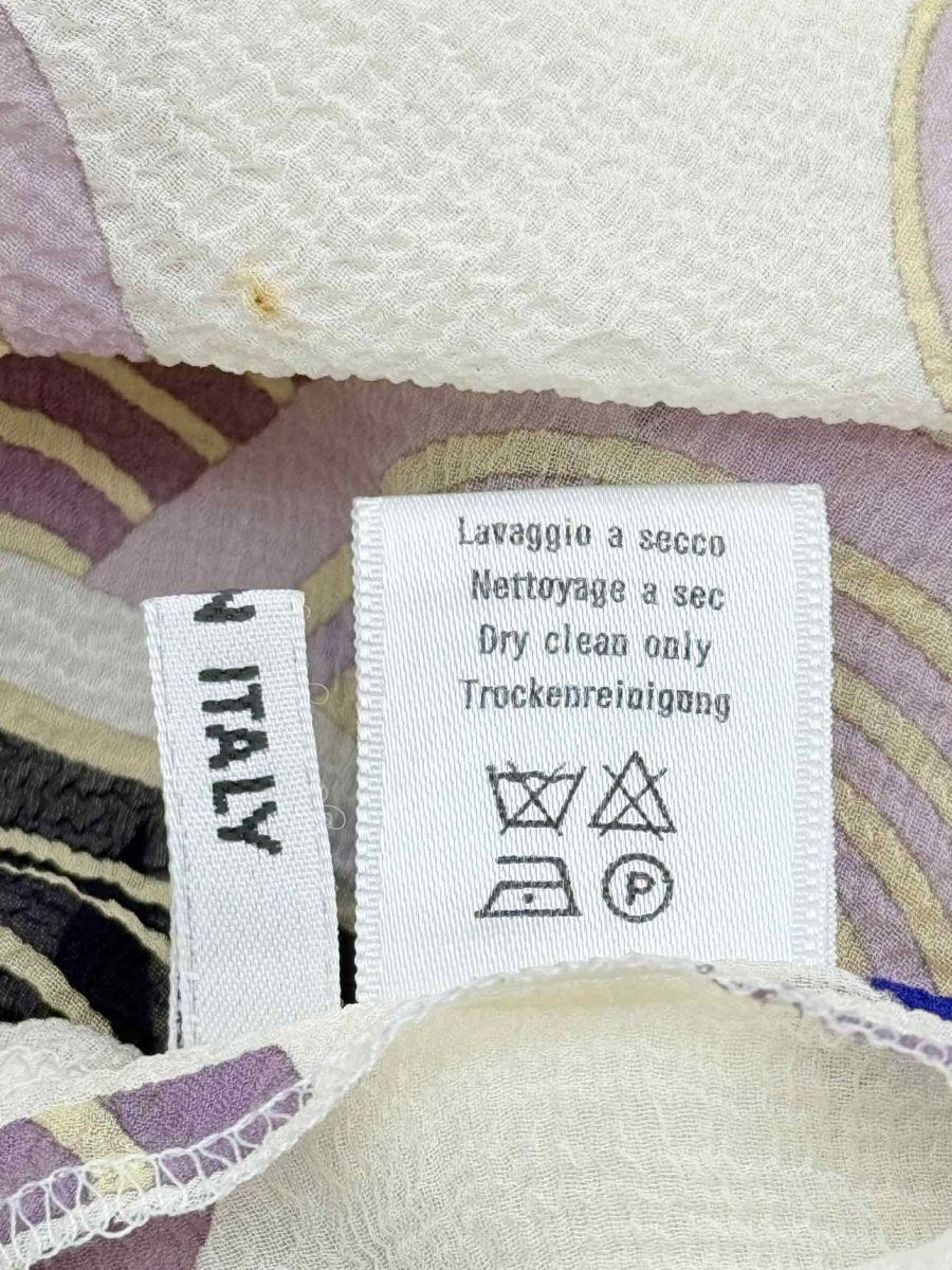 Pre - loved LEONARD Beige w/ Purple & Blue Size US 8 Blouse at Reems Closet