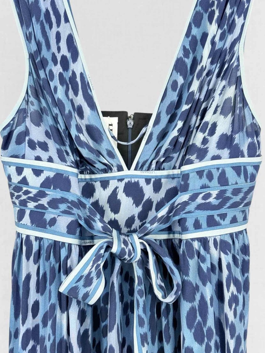 Pre - loved LEONARD Blue Printed Size US 8 Long Dress at Reems Closet