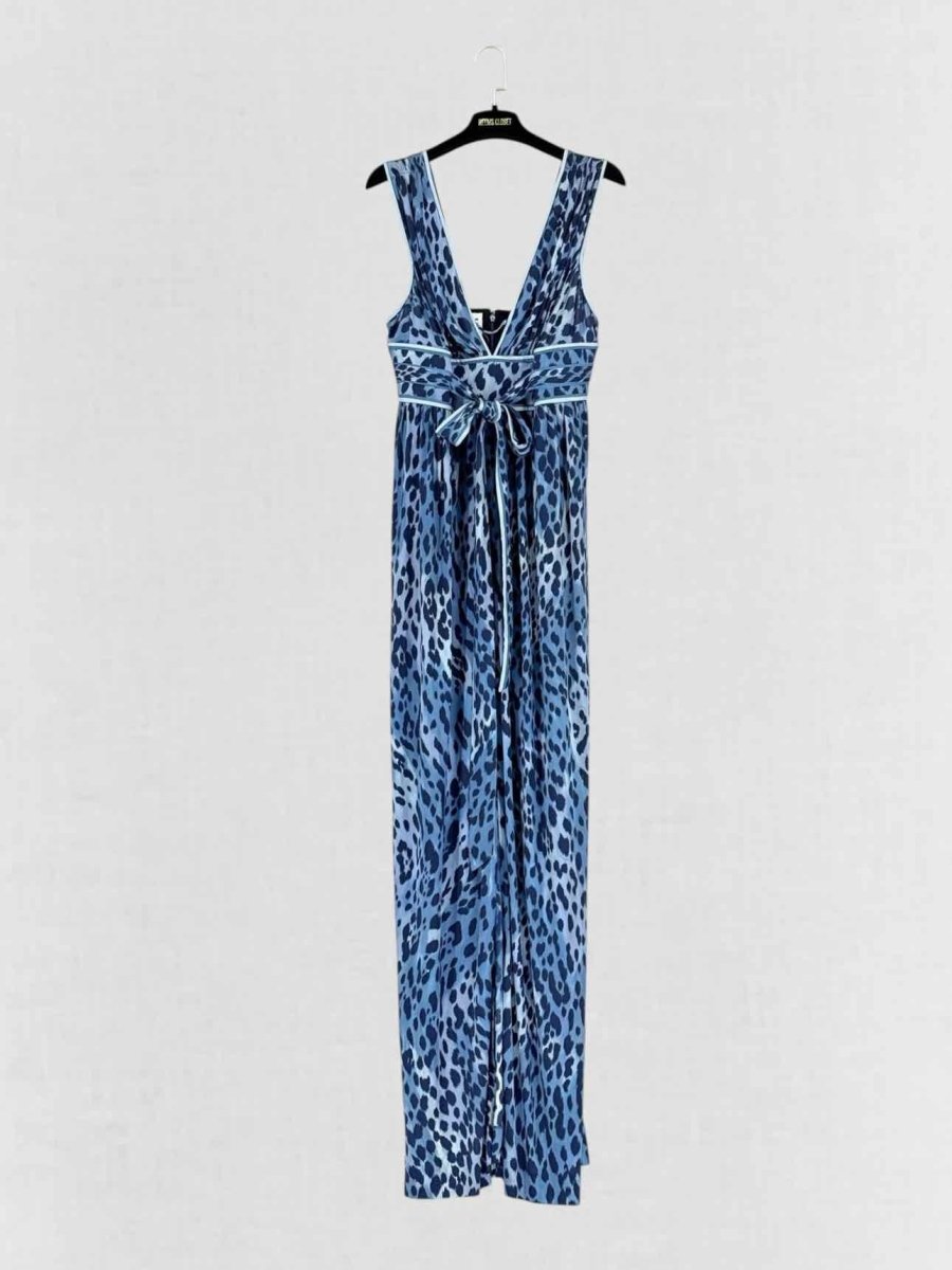 Pre - loved LEONARD Blue Printed Size US 8 Long Dress at Reems Closet