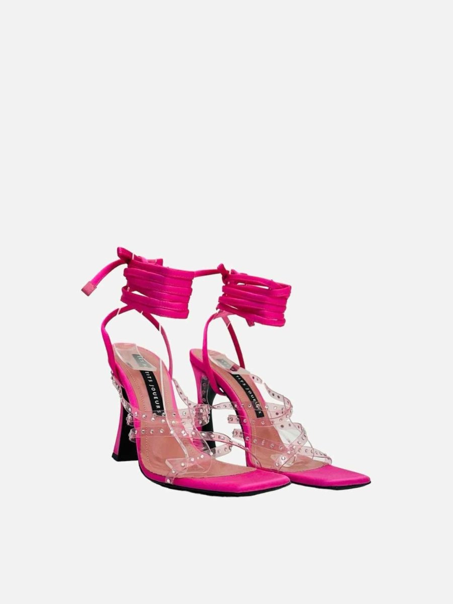 Pre - loved LES PETITS JOUEURS Nikki 105 Pink Heeled Sandals 39 at Reems Closet