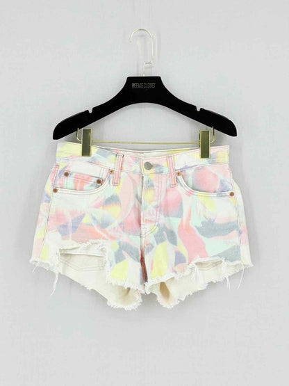 Pre - loved LEVIS Frayed Hem Multicolor Size Medium Shorts at Reems Closet