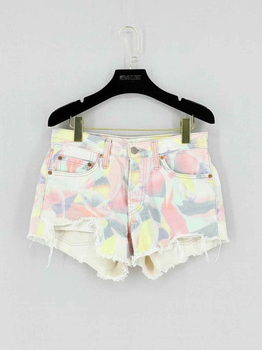 Pre - loved LEVIS Frayed Hem Multicolor Size Medium Shorts at Reems Closet