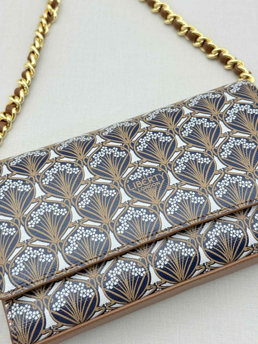 Pre-loved LIBERTY Iphis Heddon Brown Logo Print Crossbody at Reems Closet