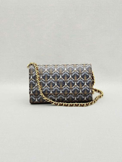 Pre-loved LIBERTY Iphis Heddon Brown Logo Print Crossbody at Reems Closet
