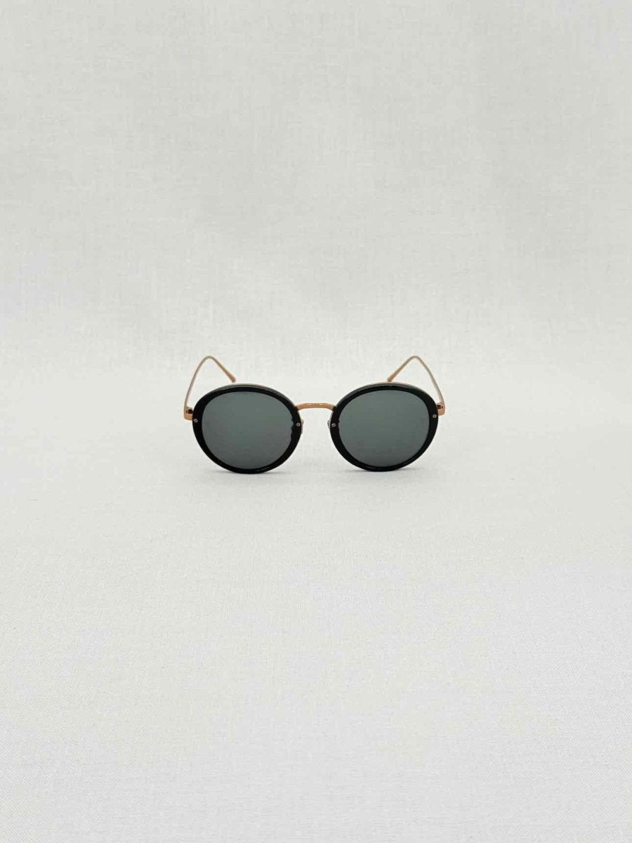 Pre - loved LINDA FARROW Limited Edition Black & Gold Sunglasses at Reems Closet