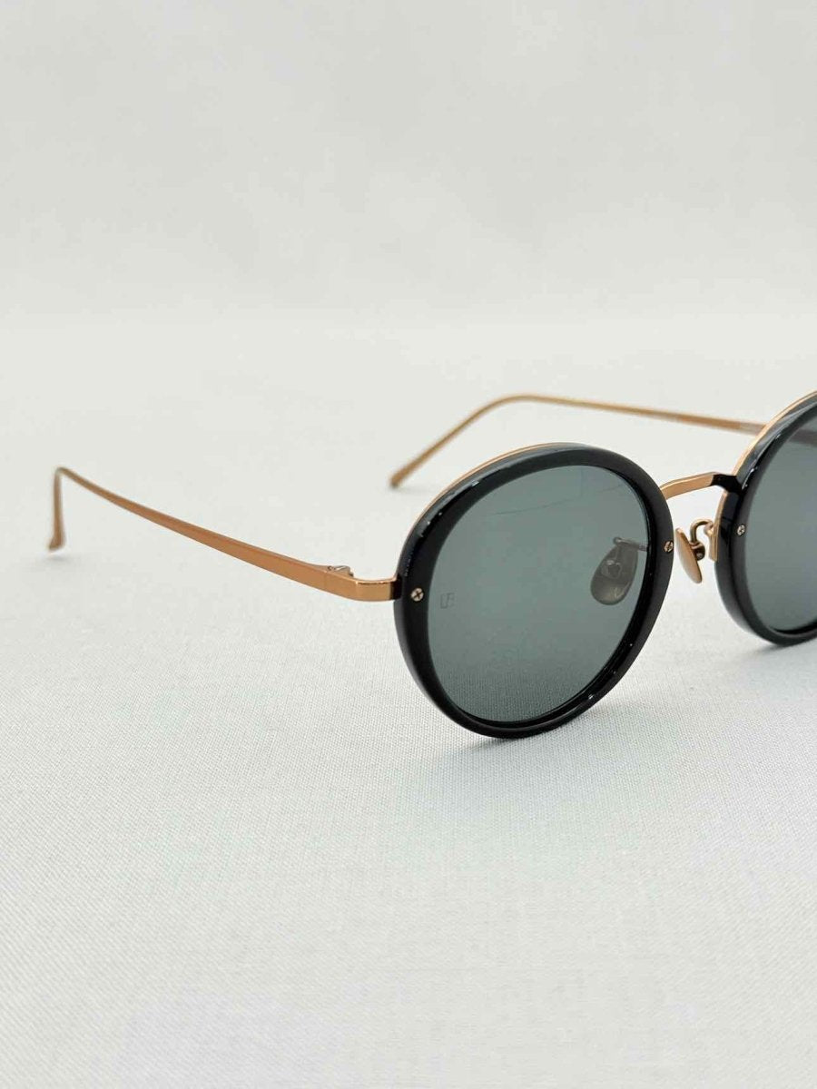 Pre - loved LINDA FARROW Limited Edition Black & Gold Sunglasses at Reems Closet