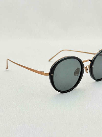Pre - loved LINDA FARROW Limited Edition Black & Gold Sunglasses at Reems Closet