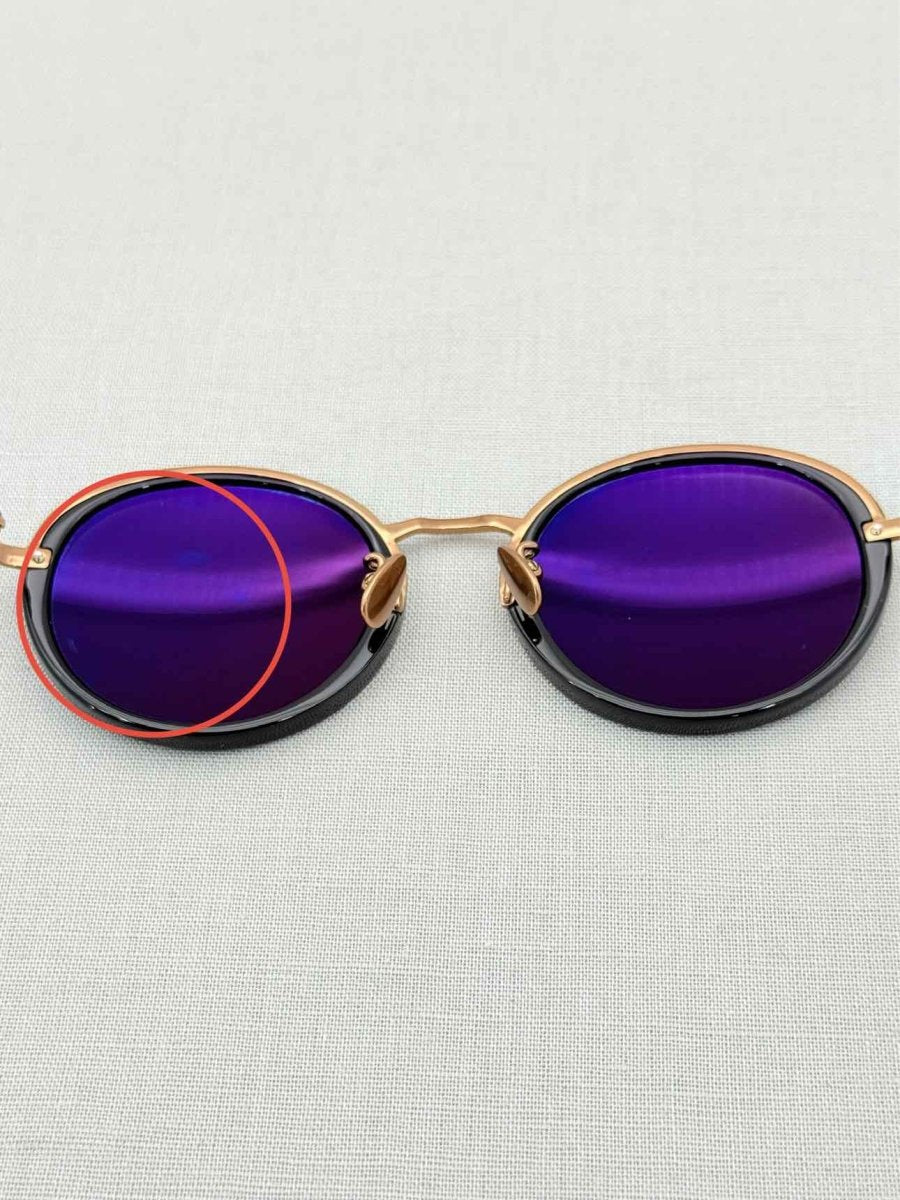 Pre - loved LINDA FARROW Limited Edition Black & Gold Sunglasses at Reems Closet