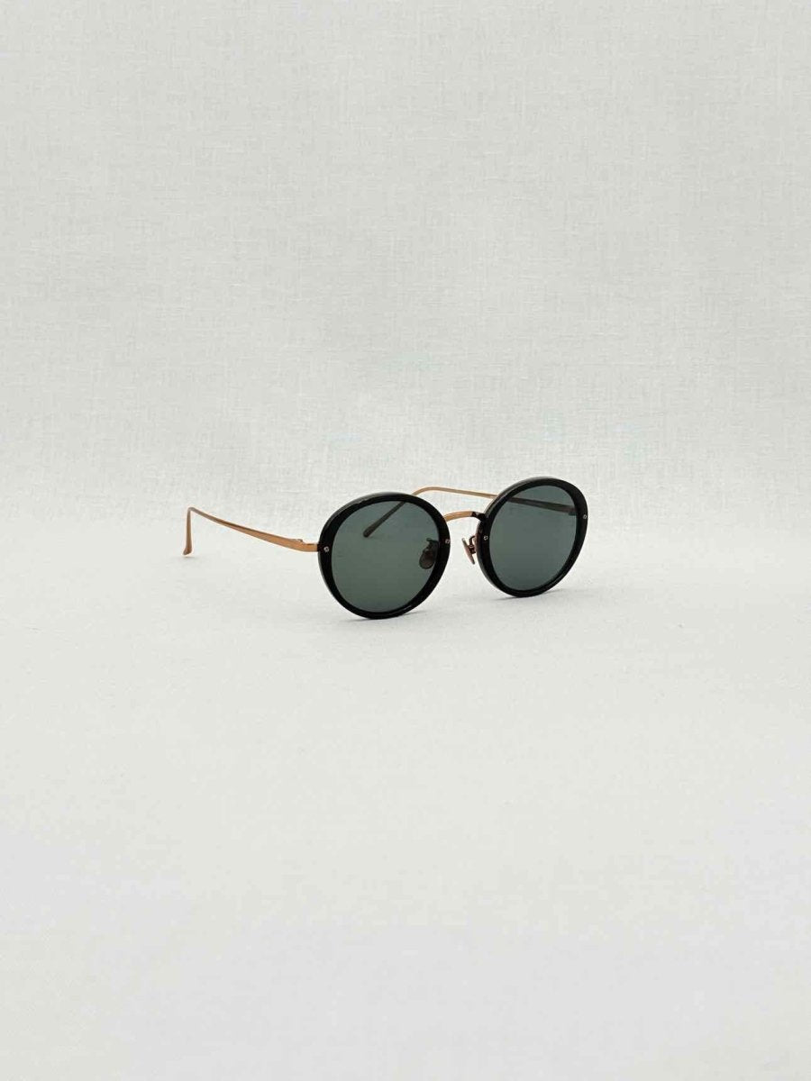 Pre - loved LINDA FARROW Limited Edition Black & Gold Sunglasses at Reems Closet