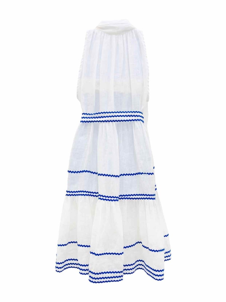 Pre - loved LISA MARIE Fernandez White & Blue Beach Dress at Reems Closet