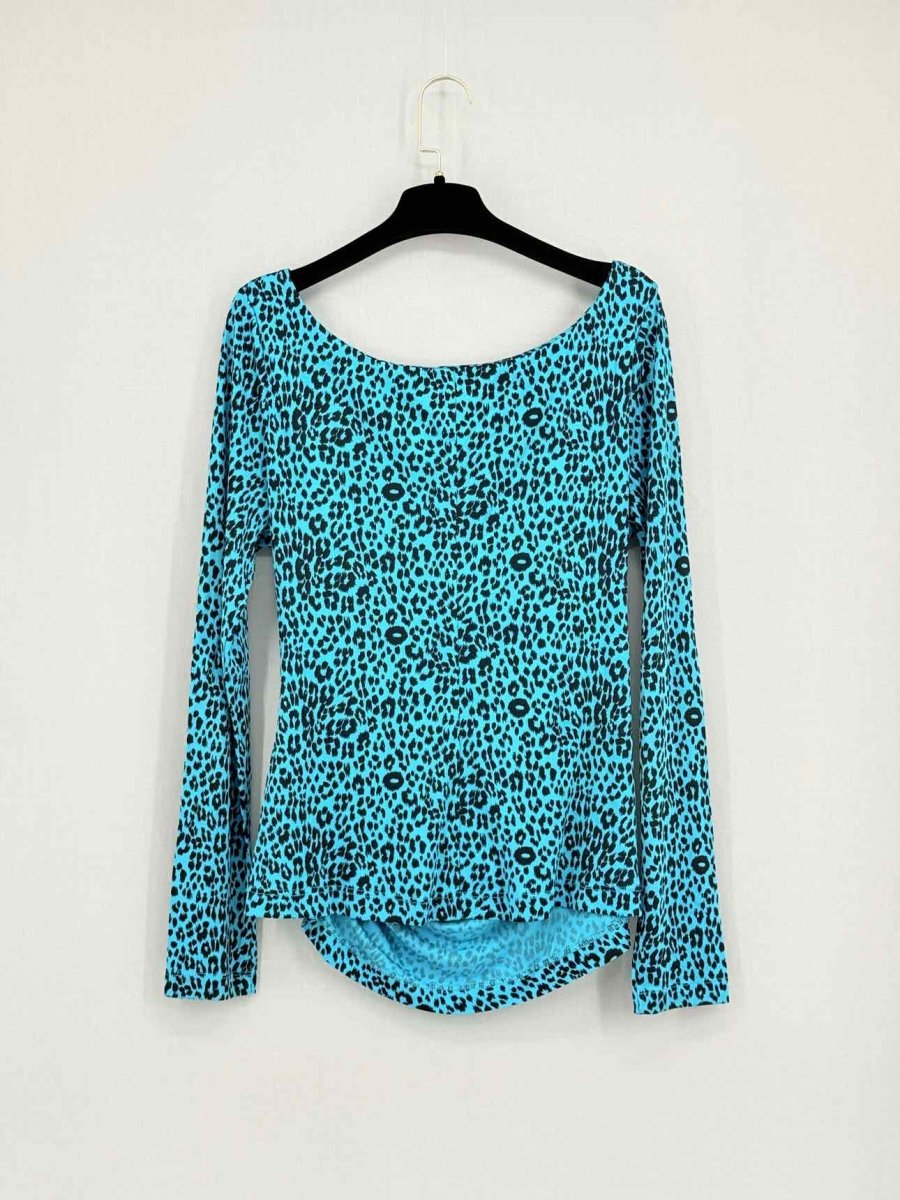 Pre - loved LK BENNETT Blue & Black Leopard Print Size US 10 Top at Reems Closet