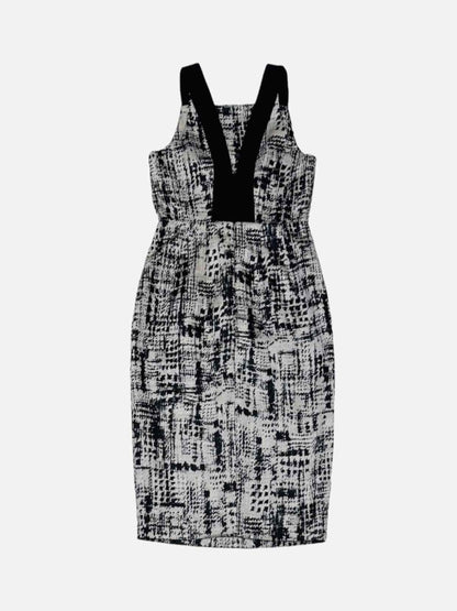 Pre - loved LK BENNETT Jacquard Black & White Midi Dress at Reems Closet