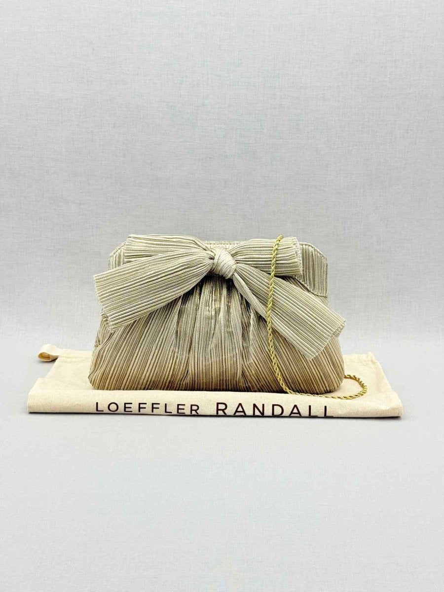 Pre - loved LOEFFLER RANDALL Bow Gold Clutch at Reems Closet
