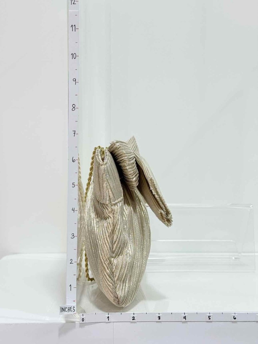 Pre - loved LOEFFLER RANDALL Bow Gold Clutch at Reems Closet