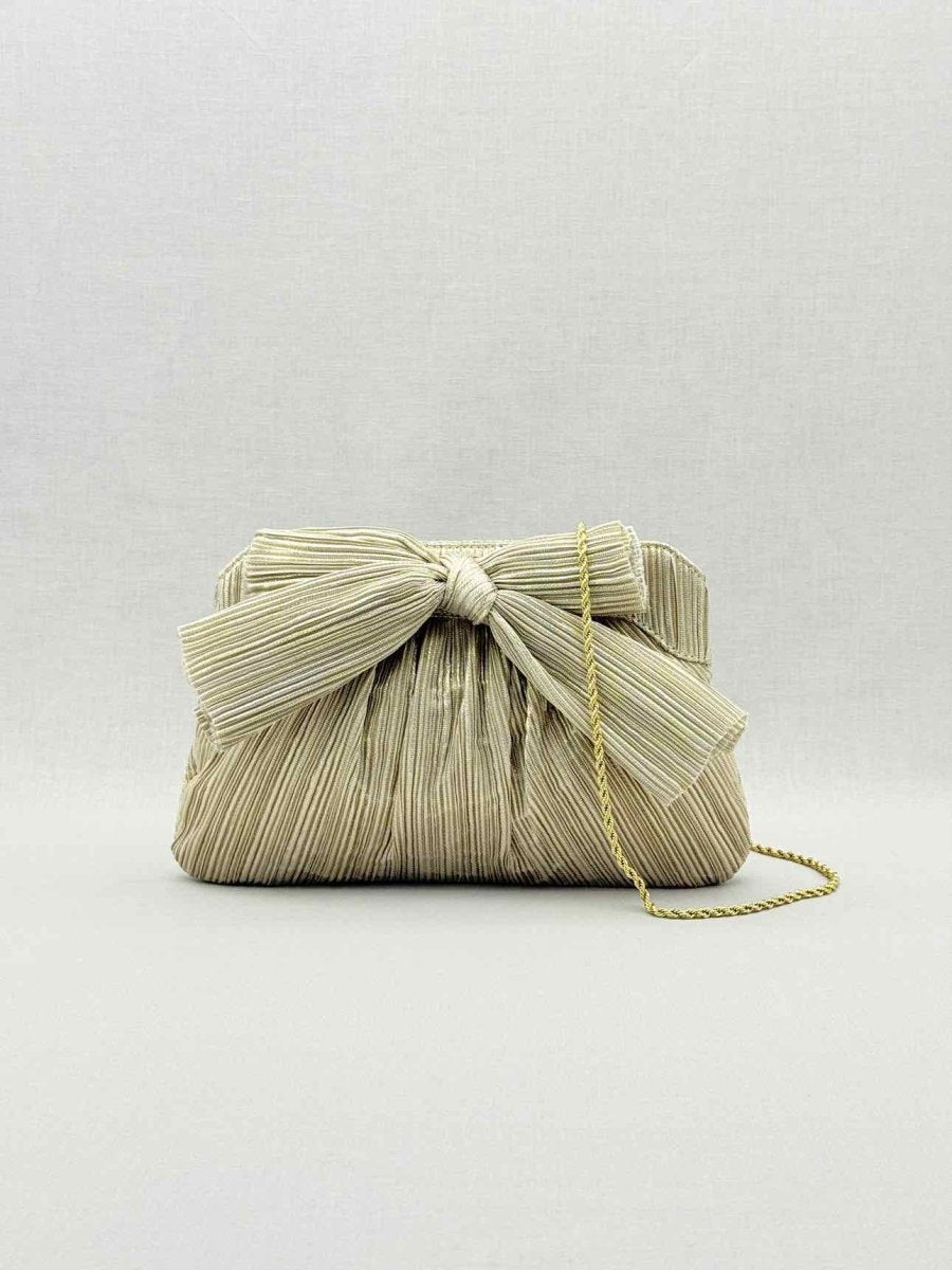 Pre - loved LOEFFLER RANDALL Bow Gold Clutch at Reems Closet