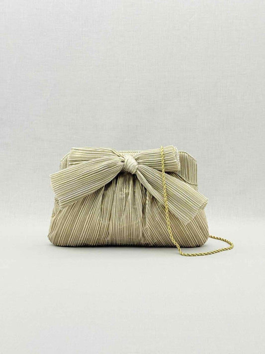 Pre - loved LOEFFLER RANDALL Bow Gold Clutch at Reems Closet