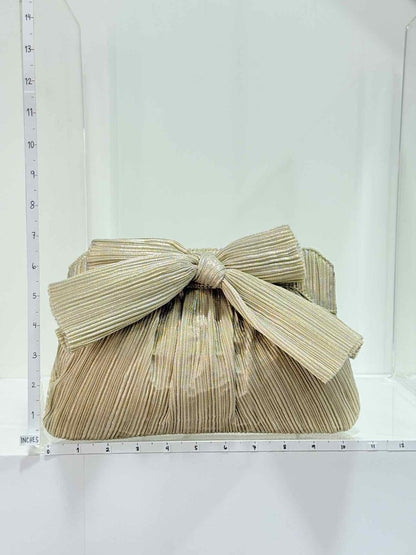 Pre - loved LOEFFLER RANDALL Bow Gold Clutch at Reems Closet