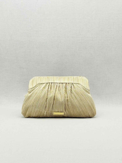 Pre - loved LOEFFLER RANDALL Bow Gold Clutch at Reems Closet
