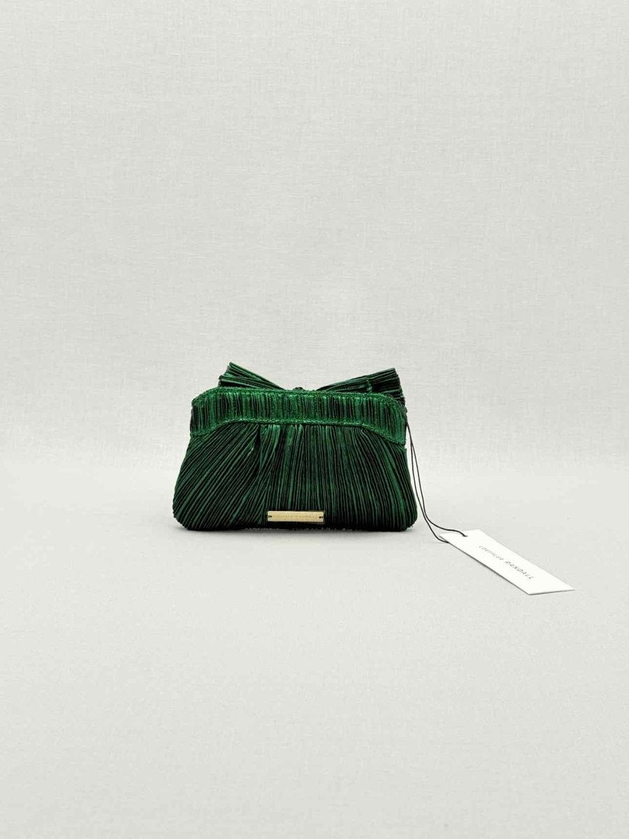 Pre - loved LOEFFLER RANDALL Bow Green Clutch at Reems Closet
