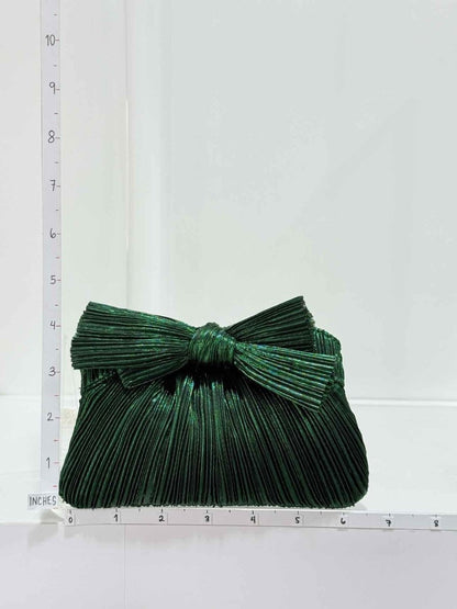 Pre - loved LOEFFLER RANDALL Bow Green Clutch at Reems Closet