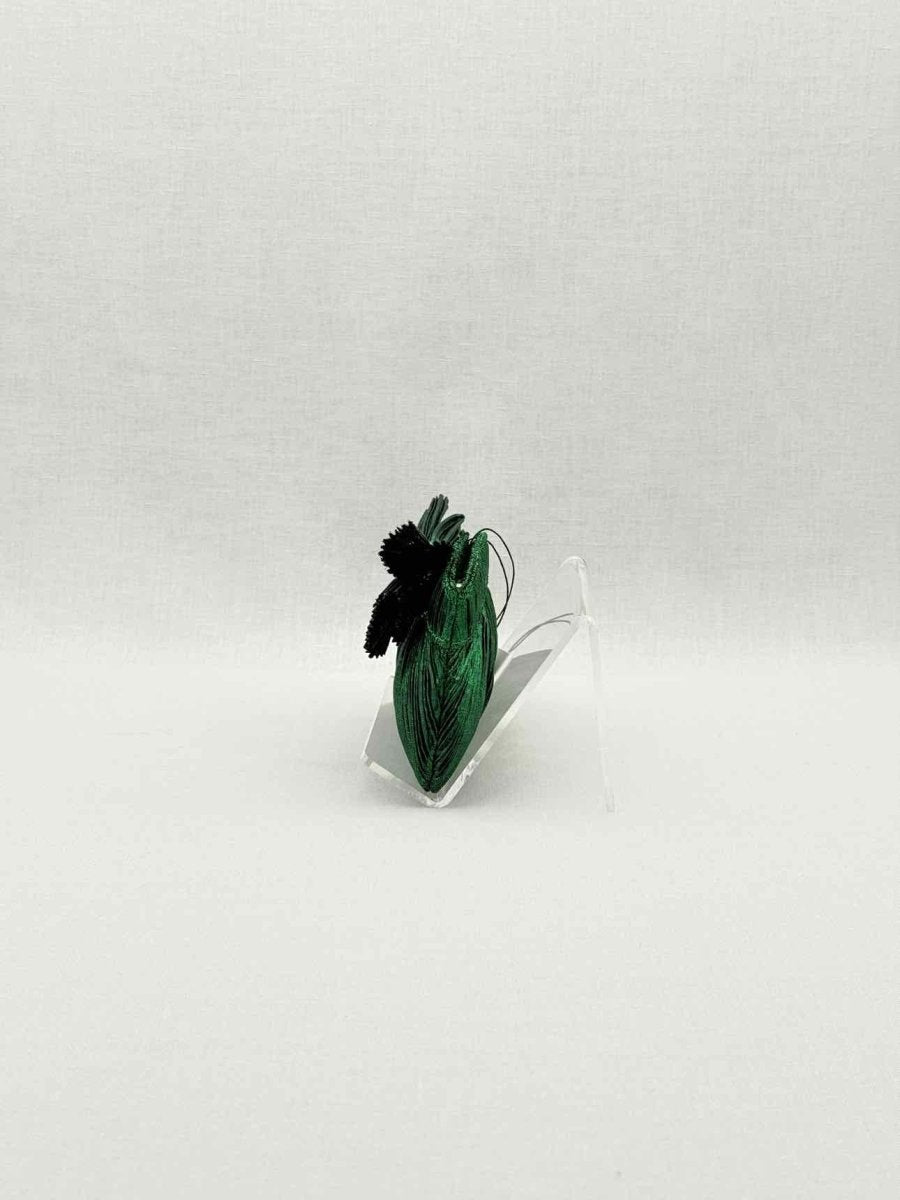 Pre - loved LOEFFLER RANDALL Bow Green Clutch at Reems Closet