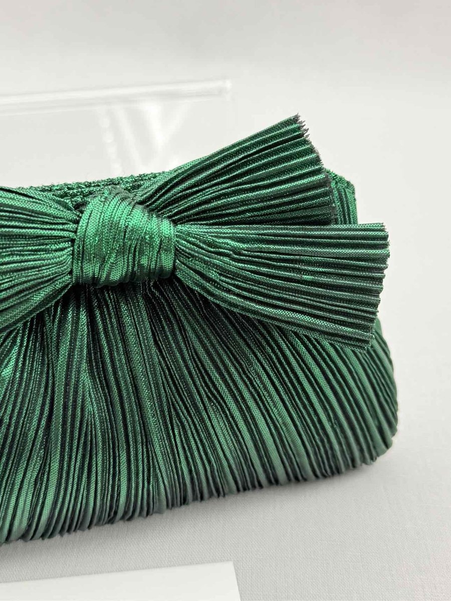 Pre - loved LOEFFLER RANDALL Bow Green Clutch at Reems Closet