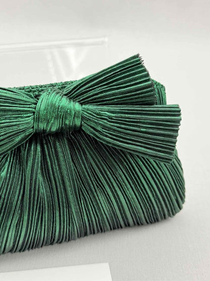 Pre - loved LOEFFLER RANDALL Bow Green Clutch at Reems Closet