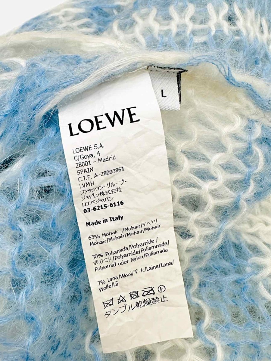 Pre - loved LOEWE Anagram Blue & White Striped Jumper at Reems Closet